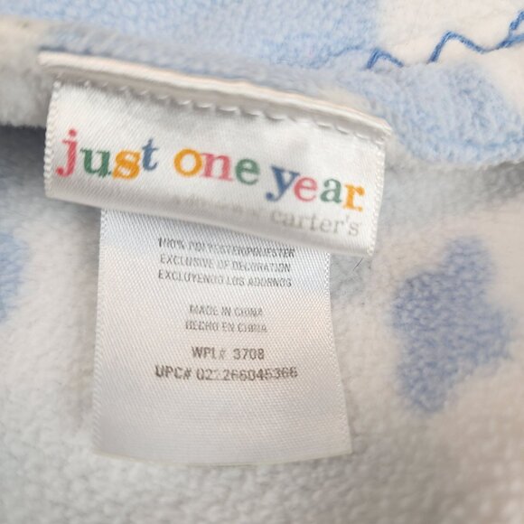Just One Year by Carter's baby blanket blue white clouds - Picture 2 of 4